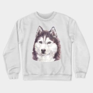 Beautiful Siberian Husky Watercolor Art Crewneck Sweatshirt